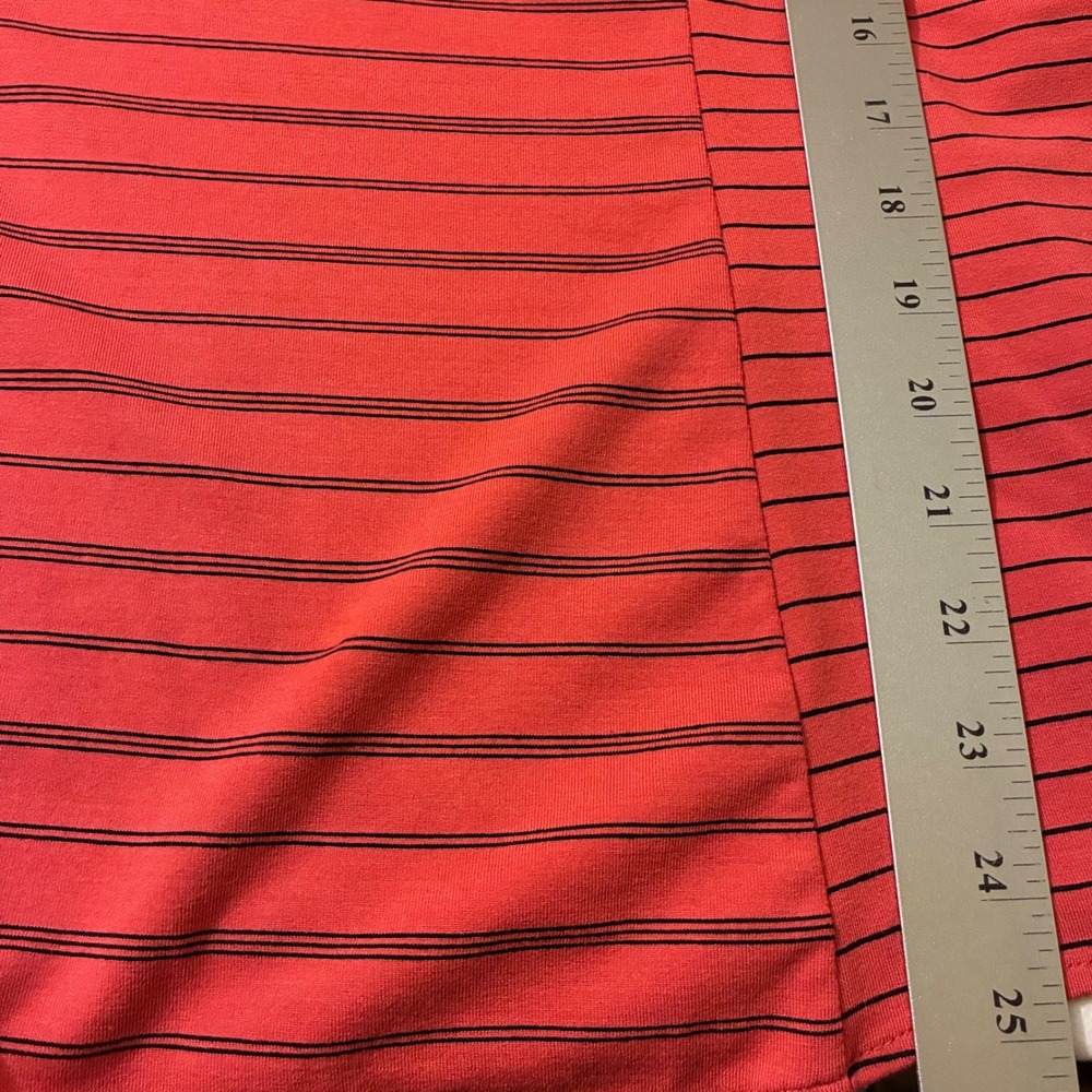 Habitat Womens L Coral Orange Black Striped 3/4 Sleeve Side Tie Top 57621 - Picture 5 of 9